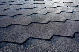 Newly installed asphalt shingles