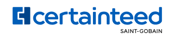 The CertainTeed logo features a blue geometric icon followed by the word "certainteed" in lowercase blue letters. Below and to the right is "SAINT-GOBAIN" in smaller black uppercase letters.
